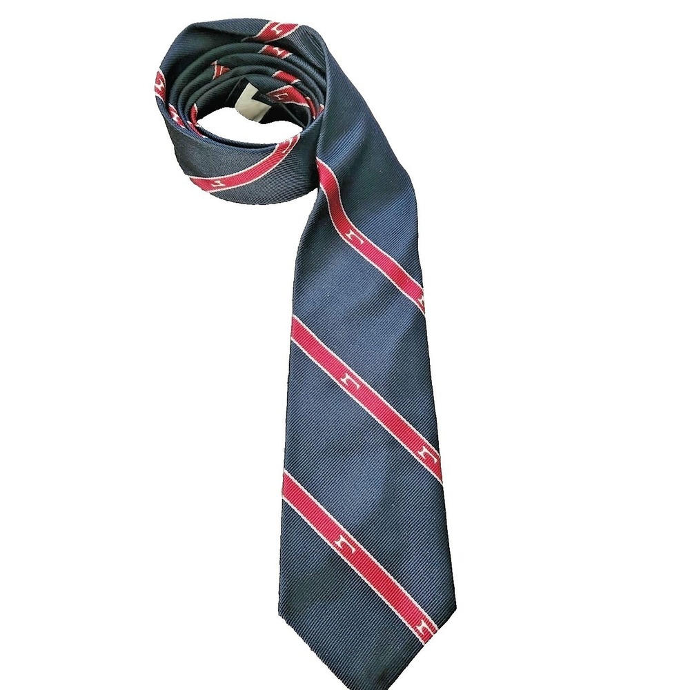 Warden Brooks Navy Blue and Red Stripe Tie 58" Long 3" Wide - Picture 1 of 2